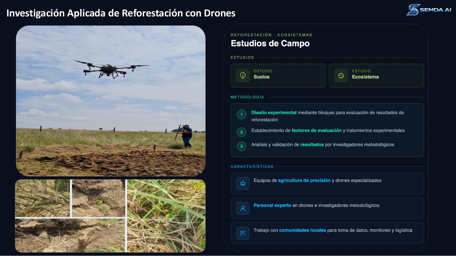 Investigación aplicada de reforestación con drones RPAS